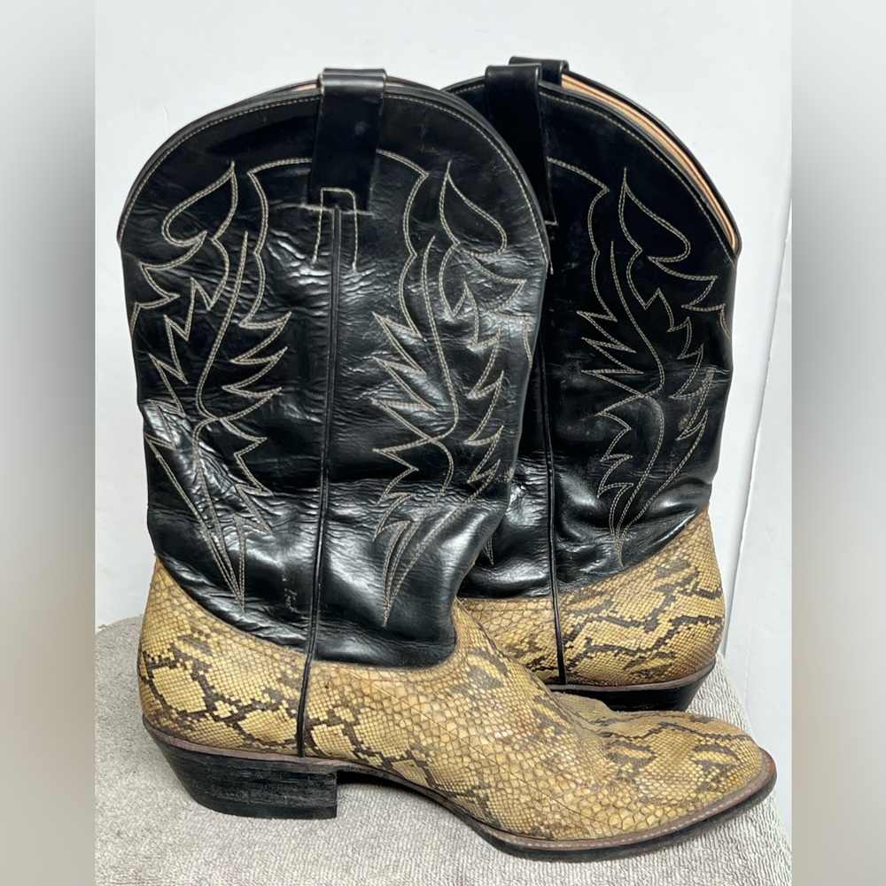 Vintage Handmade Mens Exotic Python Snakeskin Wes… - image 8
